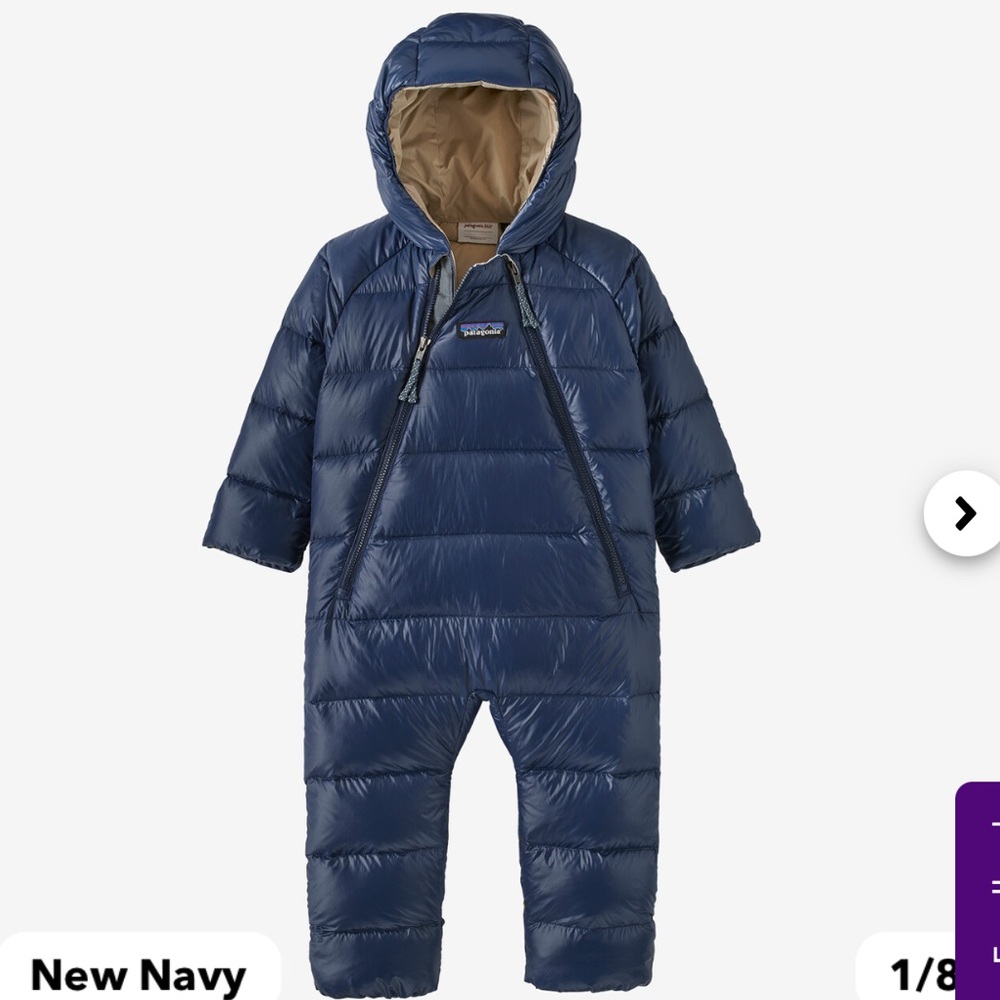 Patagonia Infant Hi Loft Down Sweater Bunting 0-3mo Navy